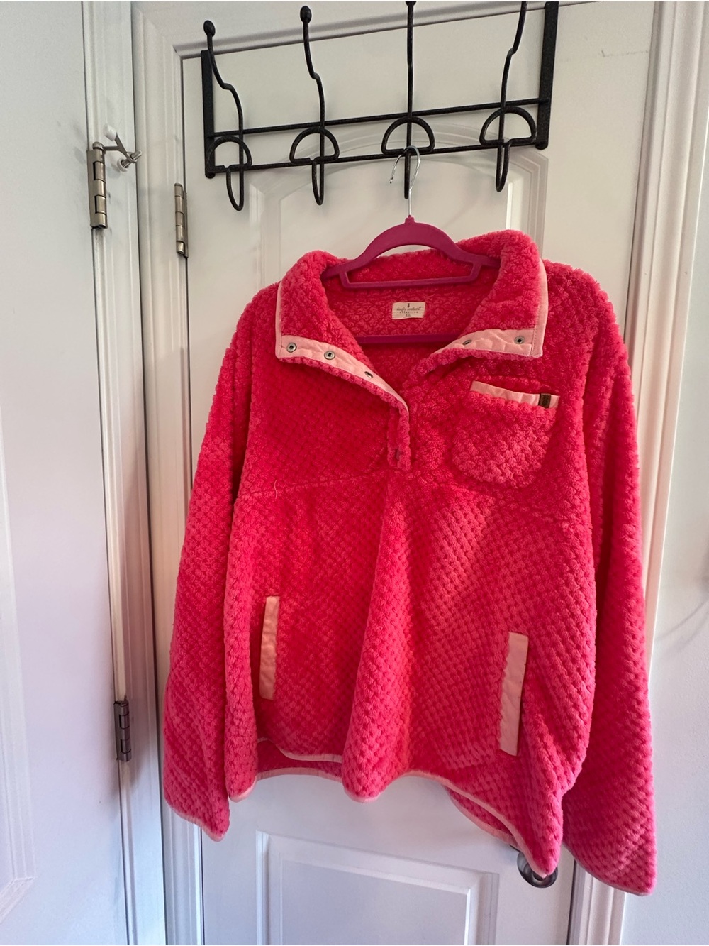 Simply Southern Plush Pullover Jacket in Bright Pink